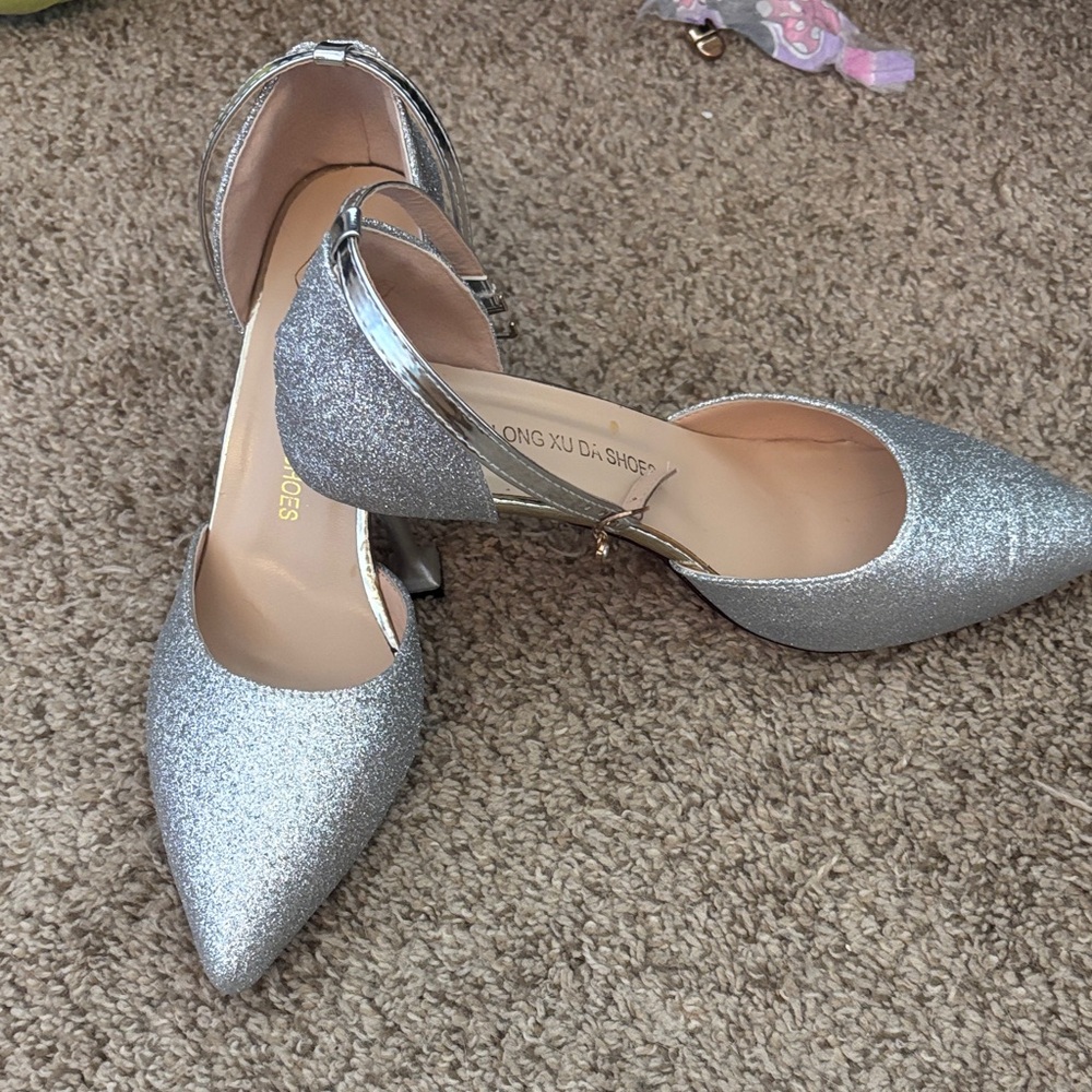 Dazzling Silver Glitter Heels